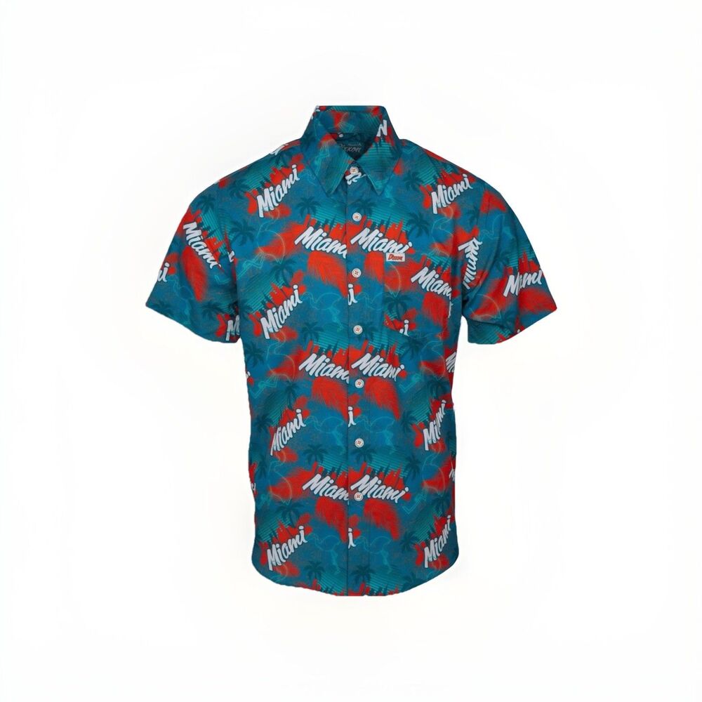Dixxon Shirt Mens M Green Orange Button Up The Vice Miami Dolphins Party